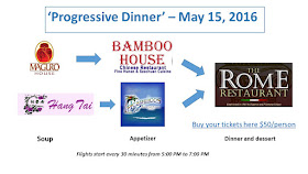 Progressive Dinner - choose your soup/appetizer flight and finish with dinner/dessert at The Rome