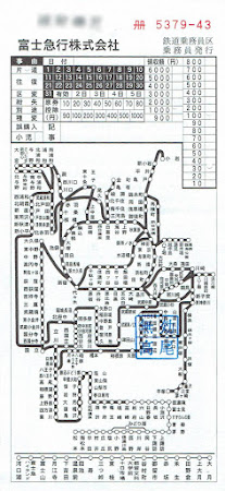 富士急行　地図式車内補充券（図補・車補）　大月→高尾