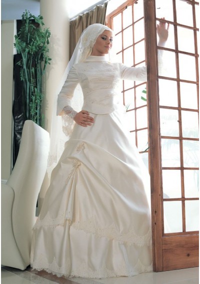 The beautiful muslim islamic asymmetrical pick up wedding dress is also 