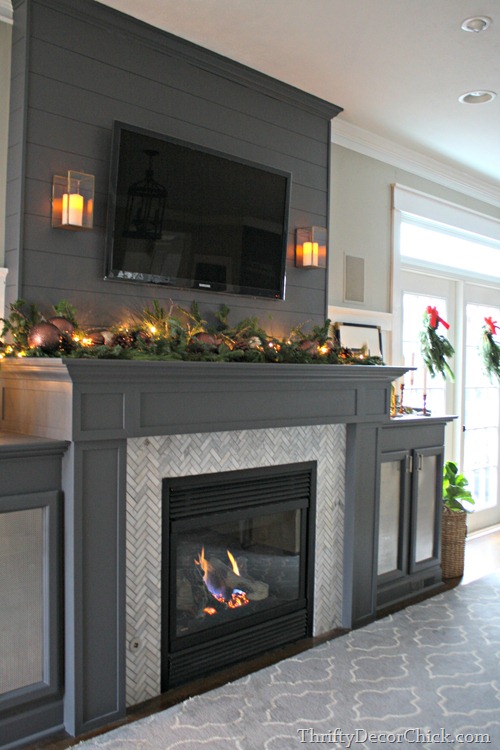 gray fireplace marble tile