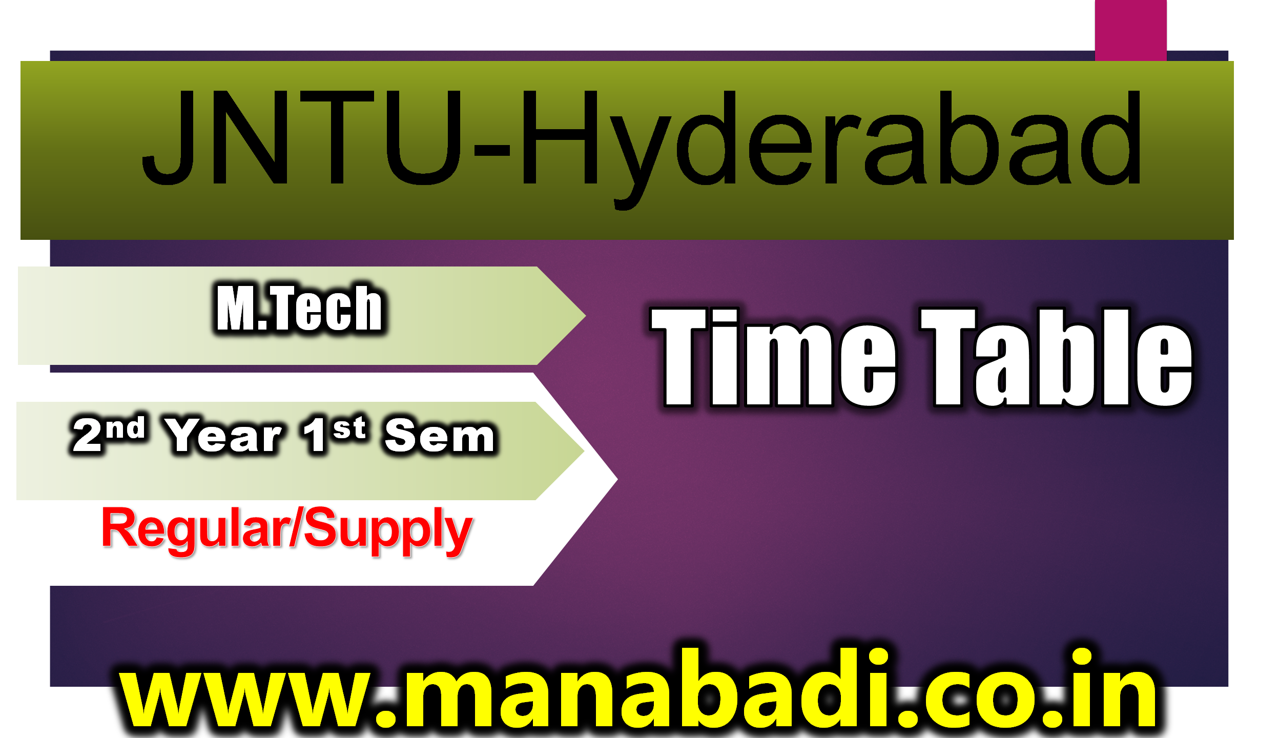 JNTU-Hyderabad M.Tech 2nd Year 1st Sem Regular & Supply Feb 2024 Exam Time Table