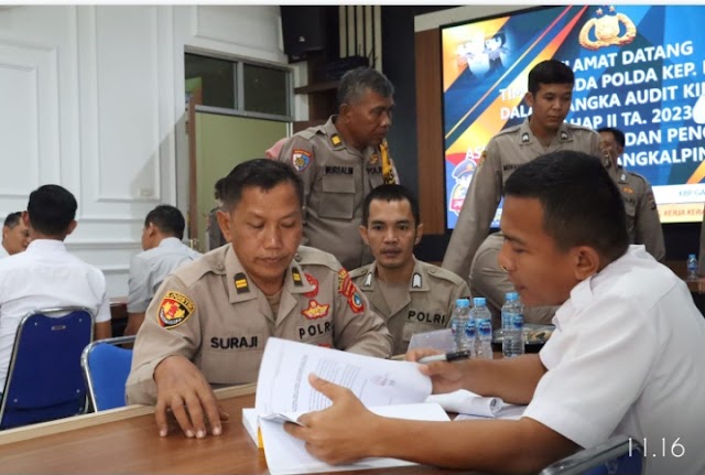 Tim Itwasda Polda Babel Laksanakan Audit Kinerja Tahap II  Tahun 2023, di Mapolresta Pangkalpinang