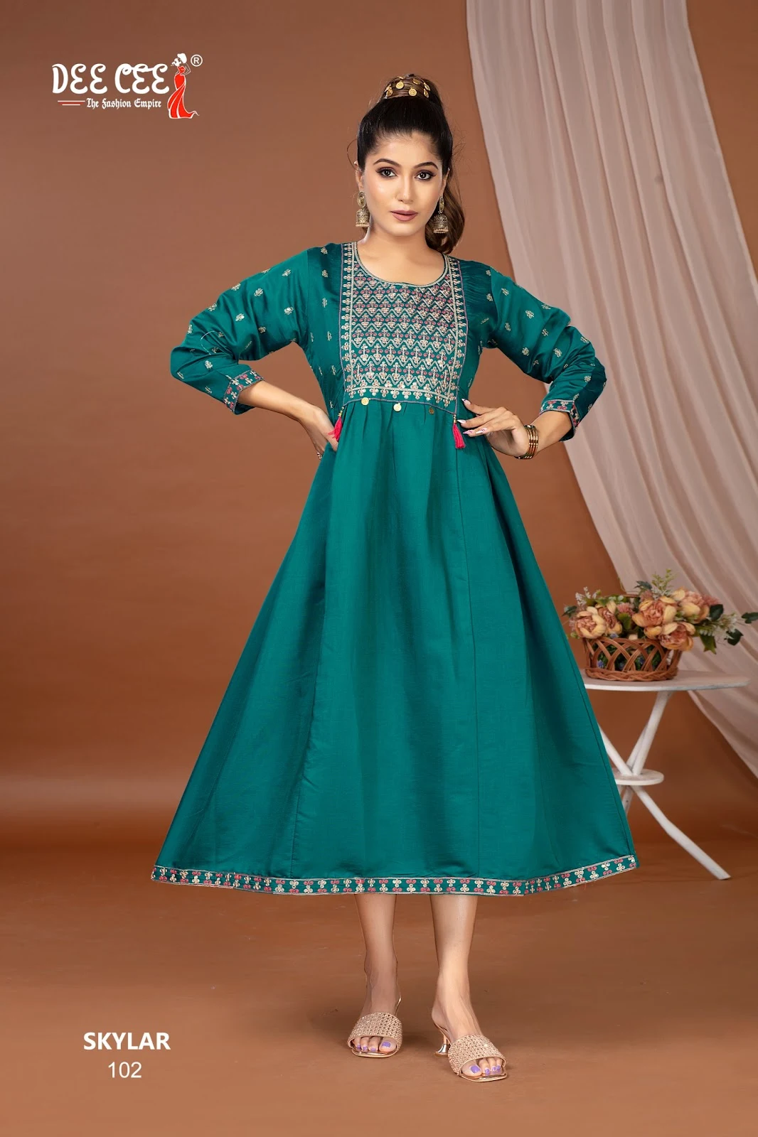 Skylar Deecee Roman Silk Embroidery Work Anarkali Kurtis