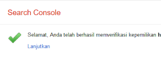 verifikasi google webmaster berhsil