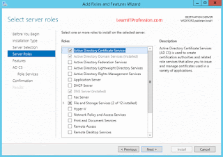 installation and configuration of active directory certificate service on windows server 2012 r2