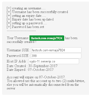 Account SSH Premium Server SGDO 11