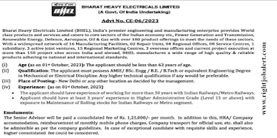 Senior Advisor Electrical and Mechanical Engineering Jobs in Bharat Heavy Electricals Limited