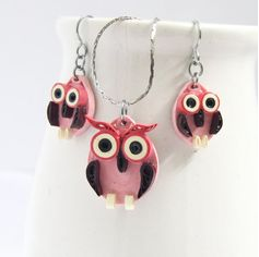 owl quilling earrings and pendant designs for kids - quillingpaperdesigns