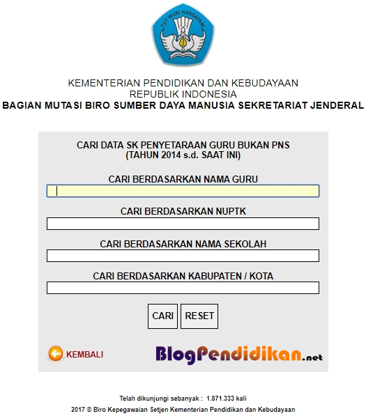 Cara Cek SK Penyetaraan dan SK Inpassing GURU Non PNS