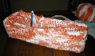 Forming the sides of the crocheted plastic bag