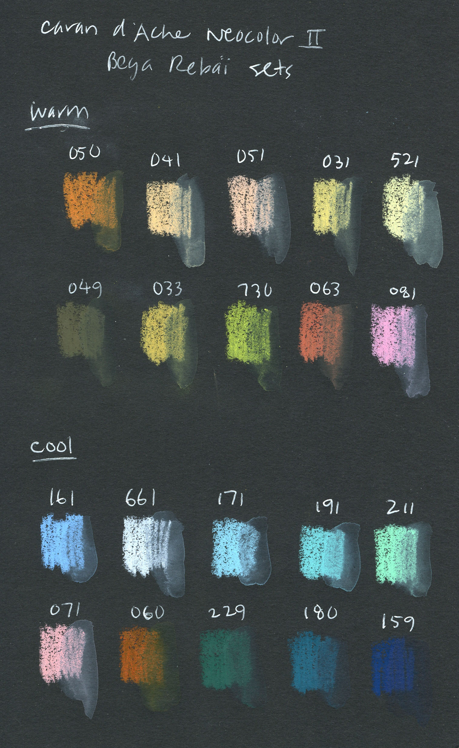 Caran D'Ache Neocolor II chart, Full color range of Neocolo…