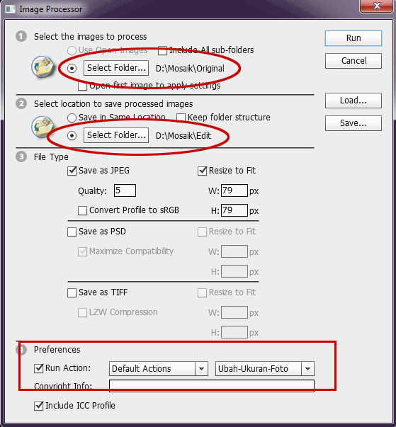 Pengaturan untuk resize seluruh foto, selanjutnya klik tombol Run