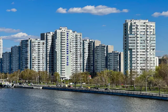 вид с Нагатинского моста, Москва-река, Нагатинский Затон, Нагатинская набережная