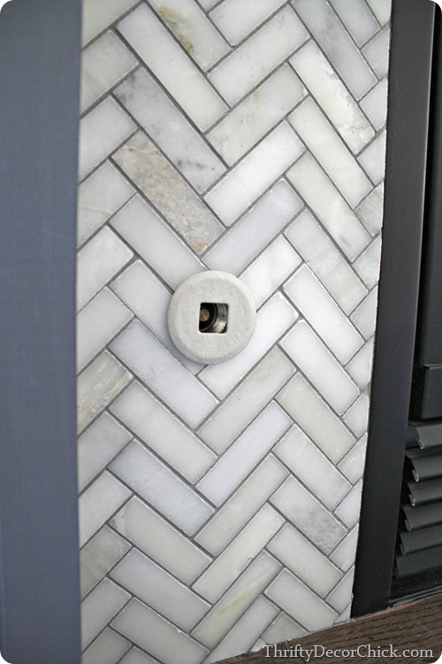 marble herringbone tile