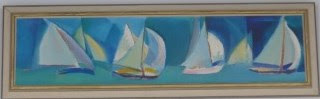 Patterns --- Sloops by Francis J. Quirk  Sailboat Painting, Maritime Painting, Image of Sloops, Maine Artist, Quirk, Francis Quirk,  Pennsylvania Artist