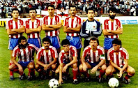 Real SPORTING DE GIJÓN - Gijón, Asturias, España - Temporada 1986-87 - Espinosa, Jaime, Ablanedo I, Joaquín, Ablanedo II y Jiménez; Mesa, Flores, Joaquín Villa, Cundi y Esteban - SPORTING DE GIJÓN 2 (Joaquín Villa 2), ATHLETIC DE BILBAO 0 - 30/08/1986 - Liga de 1ª División, jornada 1 - Gijón (Asturias), estadio El Molinón