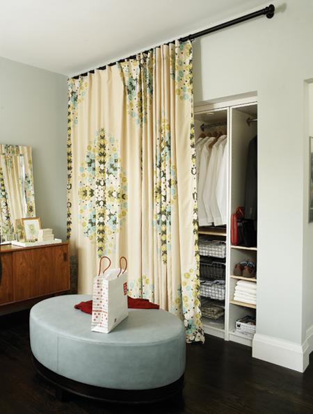 this is how it goes: Using Curtains for Closet Doors