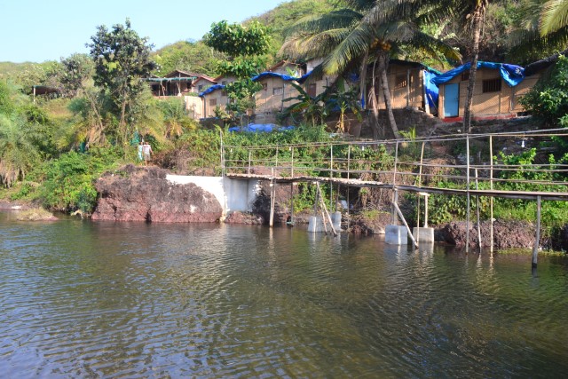 Sweet Water Lake Arambol - Wooden Bridge on Sweet Water Lake Arambol Route View from Lake Side