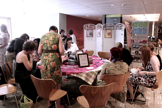 Inside the festival, the place was packed with different era-themed dance floors and bars, and in-between each level things got all kinds of crafty. We took a look at the ladies making ‘fabulous fascinators’ who all seemed to be making pretty top notch creations. 