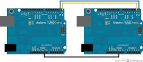 Arduino to Arduino Connection For Serial Communication ( Schematic Created Through Fritzing Software )