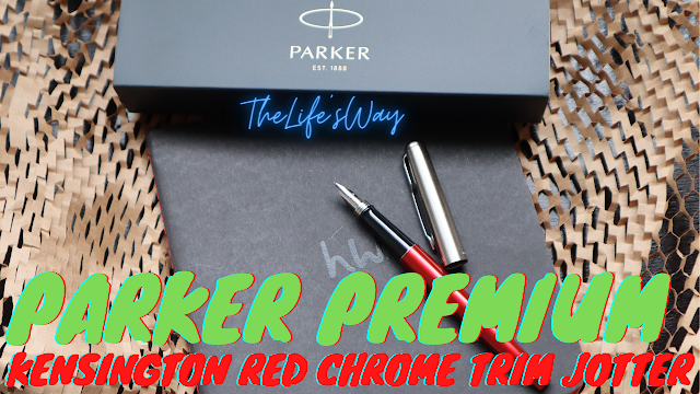 Parker Premium Kensington Red Chrome Trim Jotter Fountain Pen - Perfect Partner for Writing Daily!