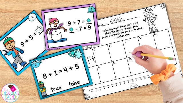 These winter math facts write the room activities are perfect for winter days when your students aren't able to get outside to run around.