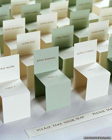 The place cards are designed to look like chairs so it can stand on its own