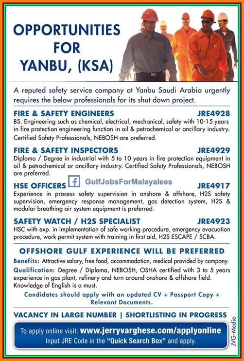 Opportunities for Yanbu KSA, Offshore jobs