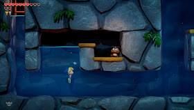 a Goomba in a small alcove above an underwater section in the Cat Fish's Maw