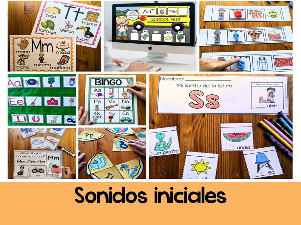 Sonidos Iniciales (Beginning Sounds) Activities in Spanish for Young Learners. Engaging and interactive resources including puzzles, bingo, magnetic letters, and more, designed to foster language development and reading readiness. Perfect for kindergarten and early elementary students. Explore the magic of sonidos iniciales in a fun-filled language learning adventure!