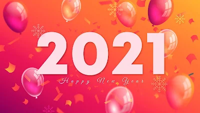 2021 Happy New Year Balloons Background