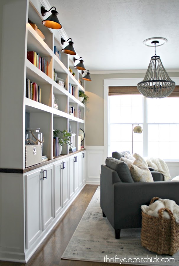 DIY bookcases with accent lighting