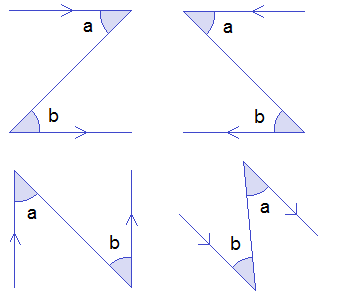 'Z' shaped angles (alternate angles)