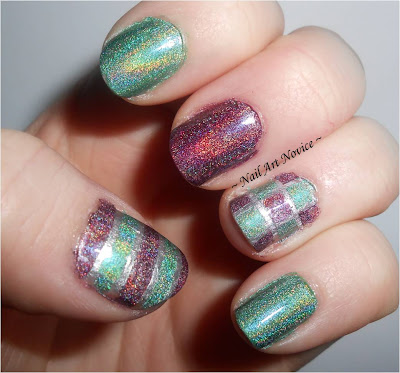 Striping Tape Nail Art with Layla Holo Effects in Misty Blush and Emerald Divine