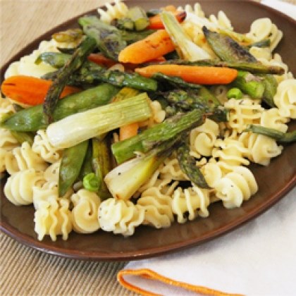 Pasta with Roasted Spring Vegetables