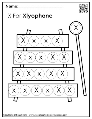 Letter X dot markers free preschool coloring pages ,learn alphabet ABC for toddlers