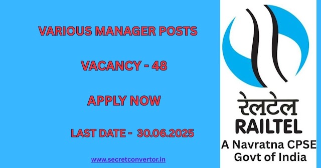 RailTel Corporation Recruitment various Manager Post 2025-Apply Now