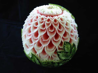 Watermelon carving art - seen at curiousphotos.blogspot.com