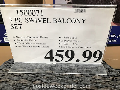Deal for the 3-piece Swivel Balcony Seating Set at Costco