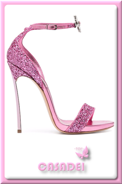 ♦New sparkling Casadei Julia My Flower sandal in pink #casadei #shoes #pink #2022 #brilliantluxury