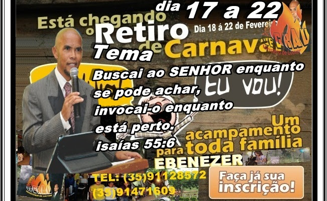 Vem aí sexto retiro Espiritual dia 17 a 22