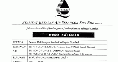 Contoh Surat Rasmi Aduan Gangguan Bekalan Air - Puasay