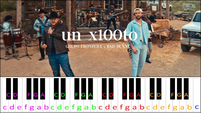 un x100to by Grupo Frontera x Bad Bunny Piano / Keyboard Easy Letter Notes for Beginners