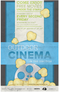 Free Movies at the Outdoor Cinema in The Junction, Toronto; poster Junction BIA 