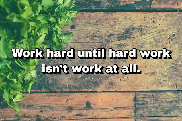 "Work hard until hard work isn't work at all." ~ Behdad Sami