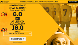 betfair Real Madrid vs Atletico supercuota 6 o 16 champions 2 mayo