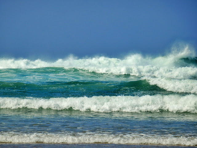 The surf and waves at Perranporth Beach