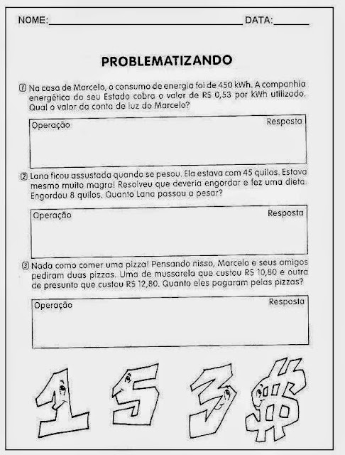 Matemática 3 ano fundamental problemas