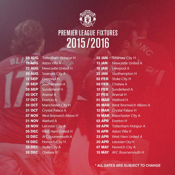Manchester United Fixtures 2015 16 Barclays Premier League Fixtures And Tickets For New Season