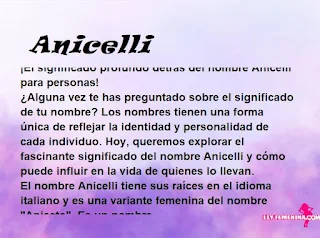 significado del nombre Anicelli